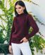 Жіночий однотонний в'язаний (50% акрил, 50% вовна) светр oversize колір бордовий в універсальному розмірі 42-46