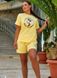 Жіночий літній костюм футболка + шорти із натуральної тканини жовтого кольору розмір: 48-50, 52-54