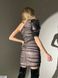 Люрексова сукня на одне плече оброблена стрейч сіткою з напиленням в розмірі 42, 44, 46, колір чорний.