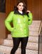 Жіноча тепла куртка з плащової тканини з лаковим напиленням колір салатовий/чорний розміром 50-52, 54-56