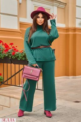 Костюм Светр+Штани-палаццо з двосторонньої ангори в розмірі 50-52, 54-56, 58-60, 62-64, колір смарагдовий.
