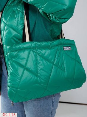 Комплект: Куртка демісезонна стьобана + сумочка в розмірі 50-52, 54-56, 58-60, колір зелений.