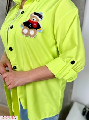 Сорочка-туніка з пришивною аплікацією в розмірі 48-50, 52-54, 56-58, колір салатовий.