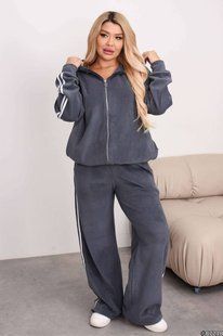 Спортивний костюм оверсайз з лампасами в розмірі 48-50, 52-54, 56-58, 60-62, колір графіт.