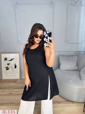 Лляний костюм Туніка+Брюки в розмірі 48-52, 54-58, колір чорний верх/білий низ.