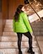 Жіноча тепла куртка з плащової тканини з лаковим напиленням колір салатовий/чорний розміром 50-52, 54-56
