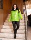 Женская теплая куртка из плащевой ткани с лаковым напылением цвет салатовый/черный в размере 50-52, 54-56