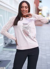 Жіночий однотонний светр кольору пудри в універсальному розмірі 48-52