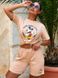 Женский летний костюм футболка + шорты из натуральной ткани светло-бежевого цвета размер: 48-50, 52-54