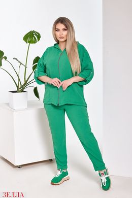 Стильний жіночий костюм, великого розміру 48-50, 52-54, 56-58, у зеленому кольорі