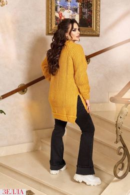В'язаний светр-туніка, у гірчичному кольорі, розмір універсальний 50-56