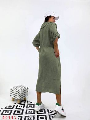 Довга сукня з капюшоном в розмірі 46-50, 52-56, колір хакі.