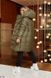Жіноча однотонна зимова куртка з капюшоном колір хакі у розмірі 42-46, 48-50, 52-54, 56-58