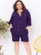 Жіночий літній однотонний костюм сорочка + шорти фіолетового кольору в розмірі 48-50, 52-54, 56-58