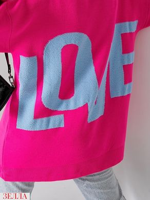 Светр- туніка "Love" в універсальному розмірі 42-46, колір малиновий.