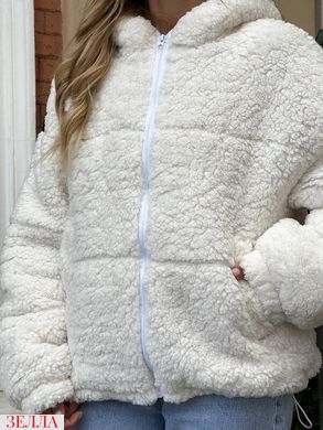 Демісезонна хутряна куртка в універсальному розмірі 42-46, колір білий.