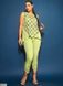 Летний женский брючный костюм из качественной эластичной ткани светло-зеленого цвета в размере 50-52, 54