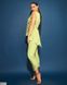 Летний женский брючный костюм из качественной эластичной ткани светло-зеленого цвета в размере 50-52, 54